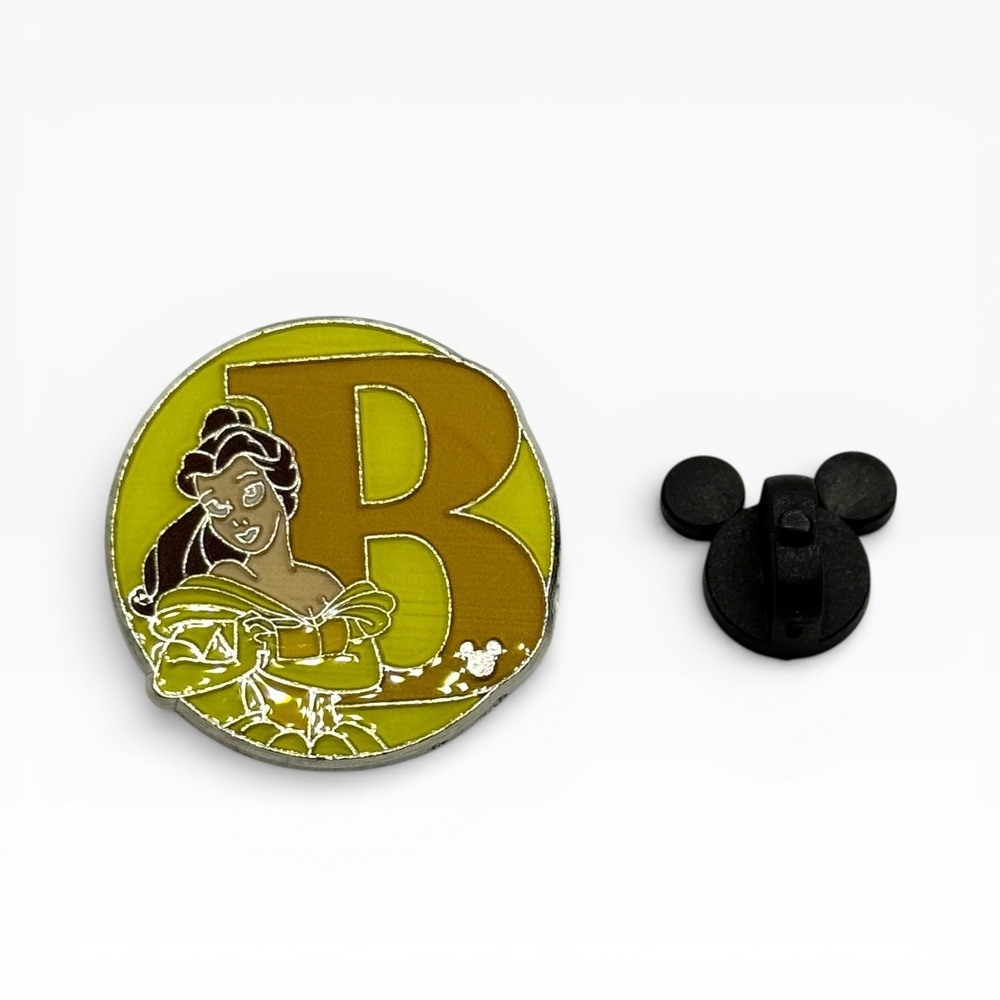 Disney Beauty and the Beast Belle "B"‎ Letter Hidden Mickey Enamel Pin